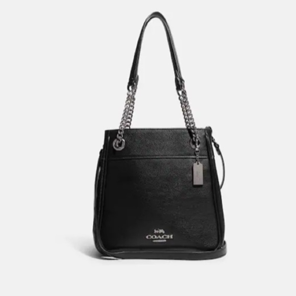 Coach Cammie Chain Bucket Bag Black Silver